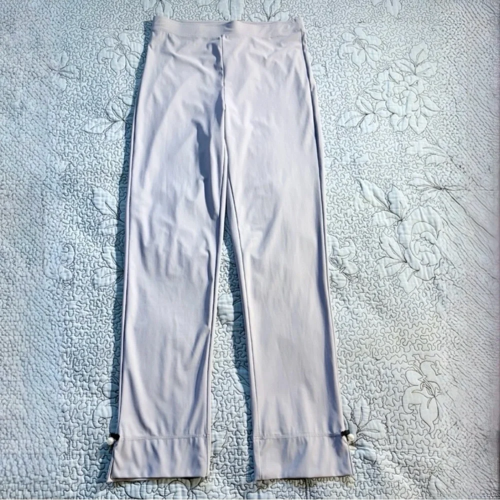 NWT IC by Connie K Pearl & Bow Detail Pull On Ankle Pants Light Gray Sz S 🧡